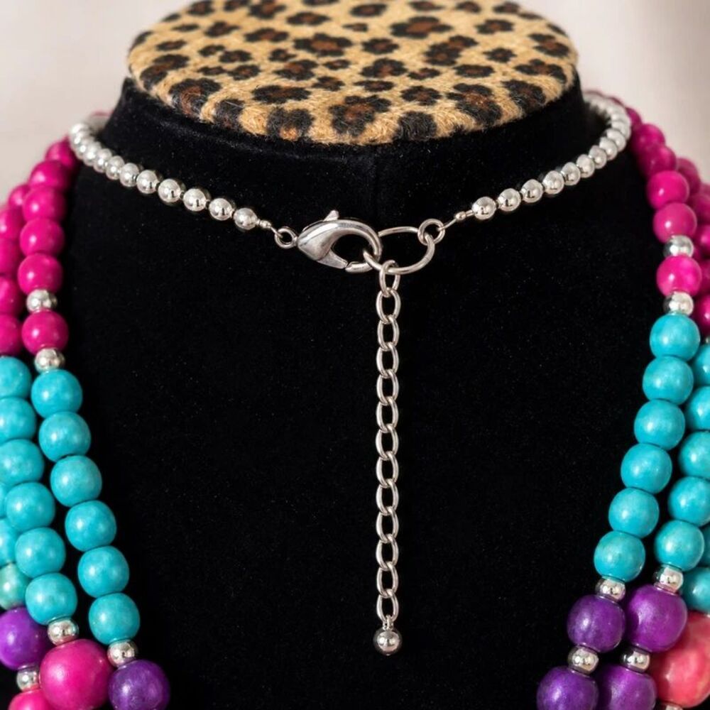 Colorful Multi-Strand Statement Necklace - Picture 2 of 2